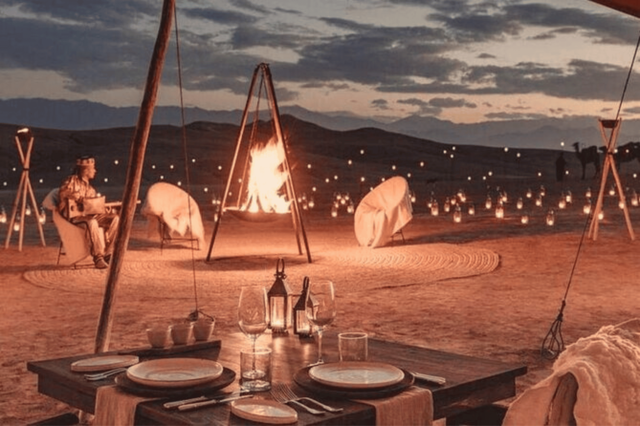 Sunset Views & Traditional Moroccan Dinner with Live Entertainment Spectacular in Agafay Desert from Marrakech